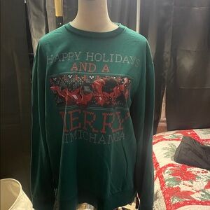 Marvel Green Holiday Sweater with Red Graphic